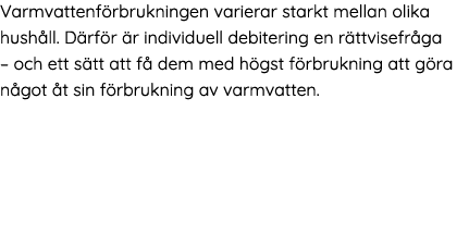 Varmvattenf rbrukningen varierar starkt mellan olika hush ll  D rf r  r individuell debitering en r ttvisefr ga   och   